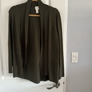 Chico’s Dark Green Open Front Cardigan
